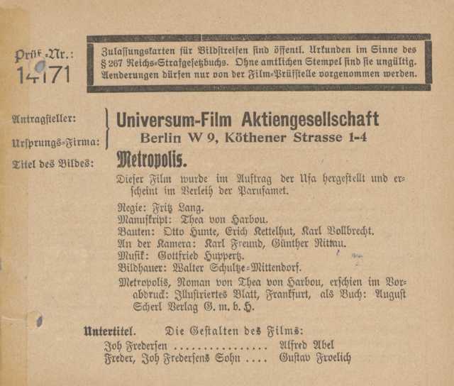German Cencors card, 13/11/1926